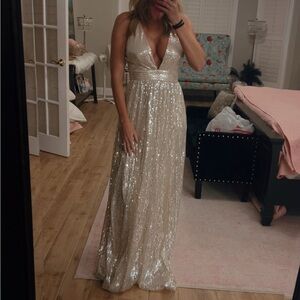 Elegant Gold Sequin Maxi Dress